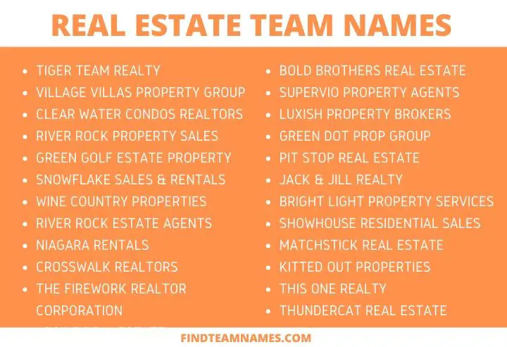 150+ Creative Real Estate Team Names - Find Team Names